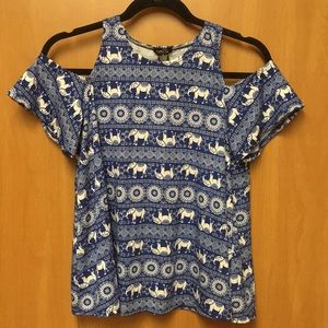 Elephant Shirt with off the shoulder sleeves